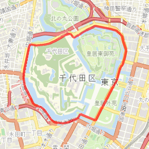 일본 제국 궁전에서 달리는 장을보십시오.