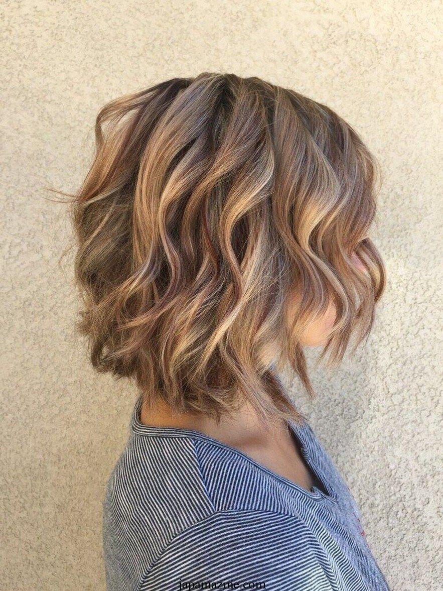 8 moderm Layered Bob with Beach Waves and Blonde Balayage in 2024 4