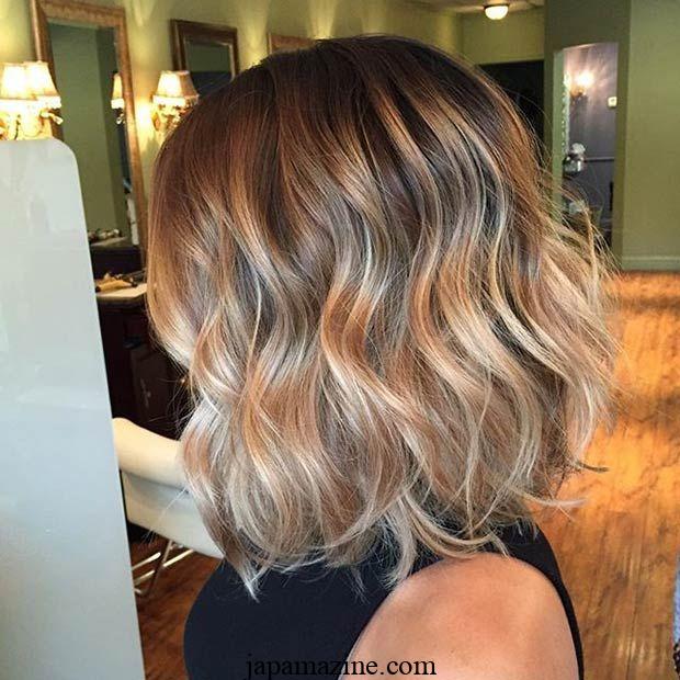 8 moderm Layered Bob with Beach Waves and Blonde Balayage in 2024 5